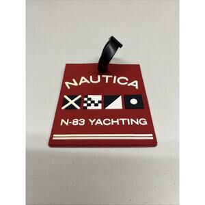 Nautica Large ID Luggage Tags Straps Travel Suitcase Red & Blue Rubber 4x4 Inch